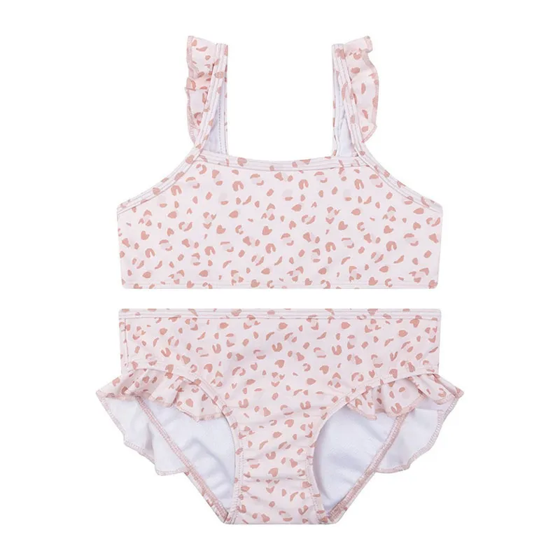 Maillot de bain 2pcs Anti-UV Léopard - Vieux Rose-0