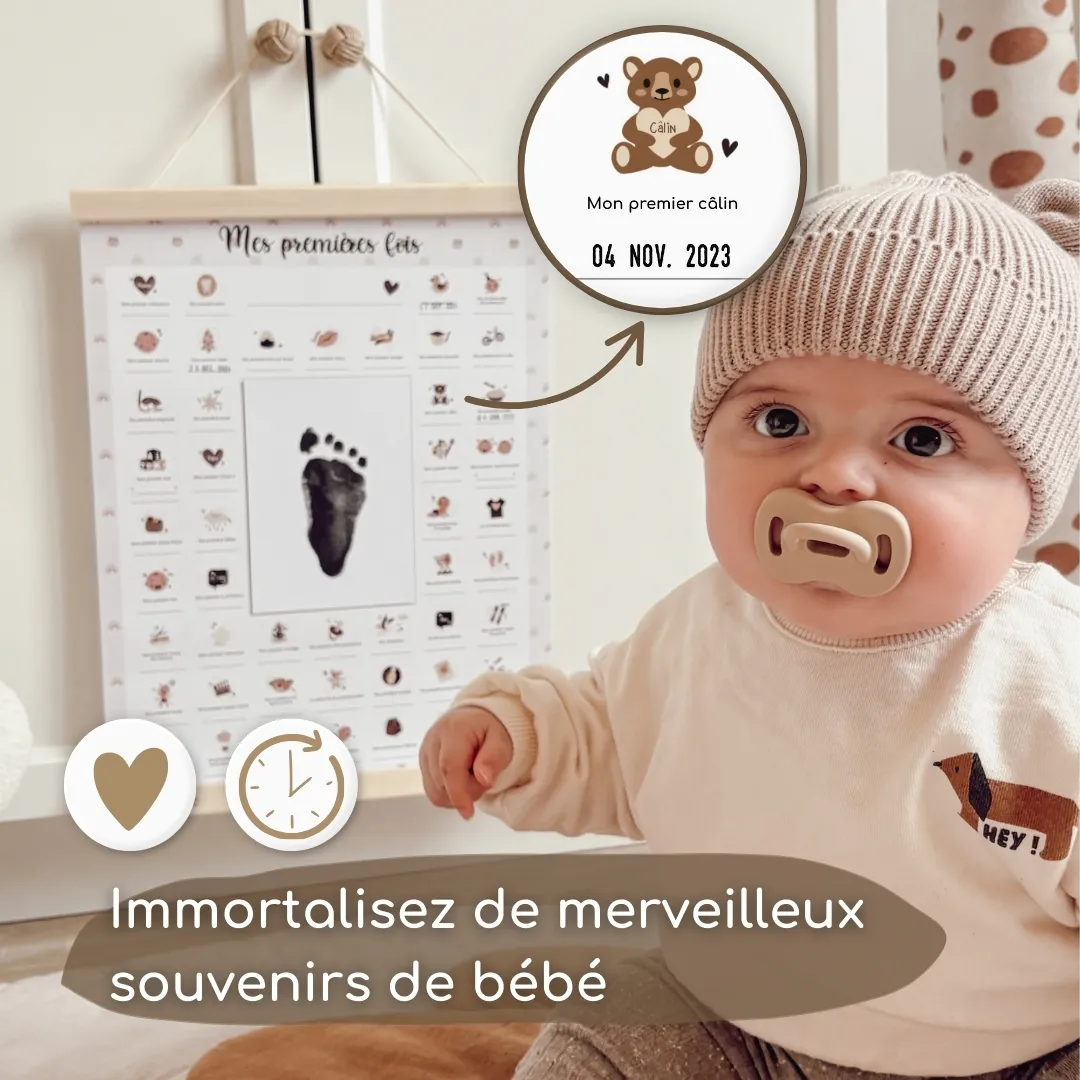 Affiche Mes Premières Fois + Kit d'empreintes + Tampon + Baguette de suspension - Ourson-7
