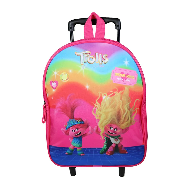 Sac à dos à roulettes maternelle Les Trolls Rose - 25x32cm-0