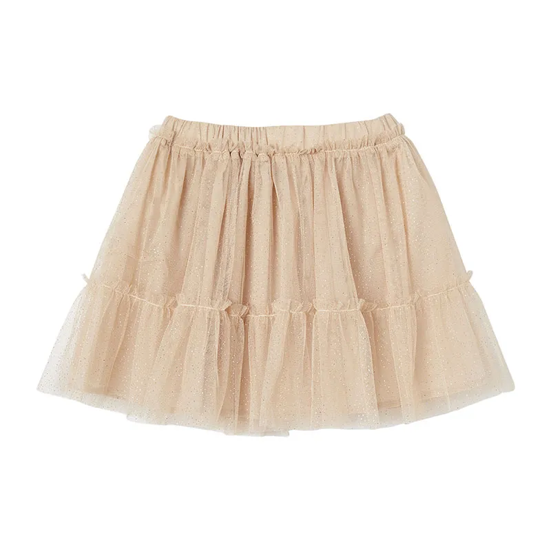 Jupon cérémonie en tulle pailleté fille - Beige Irisé-1