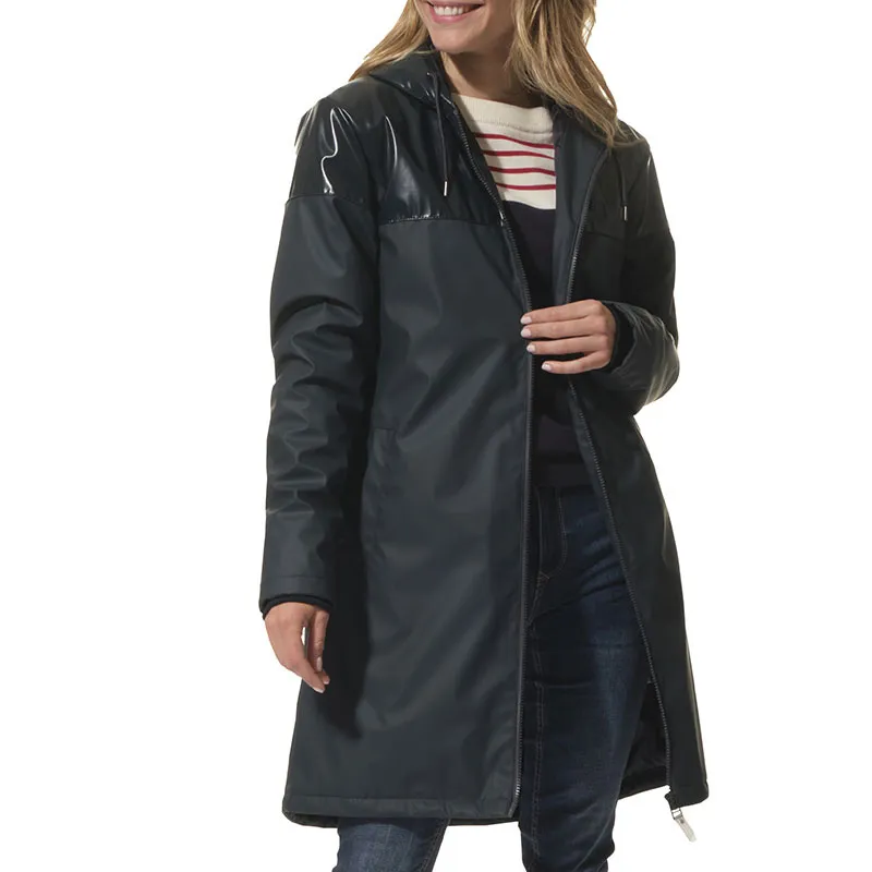 Ciré long zippé à capuche Riona Femme - Marine-0