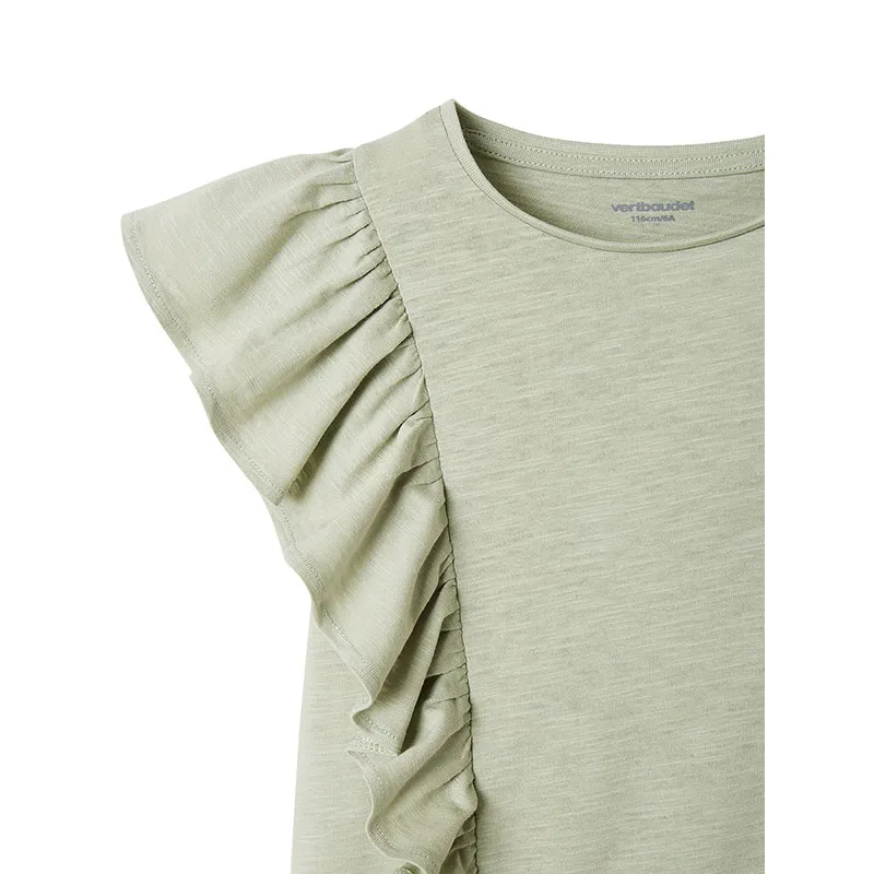 T-shirt à volants fille - Vert Sauge-2