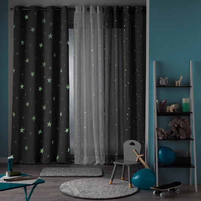 Rideau à oeillets occultant Fluo night Gris - 140x240cm-3