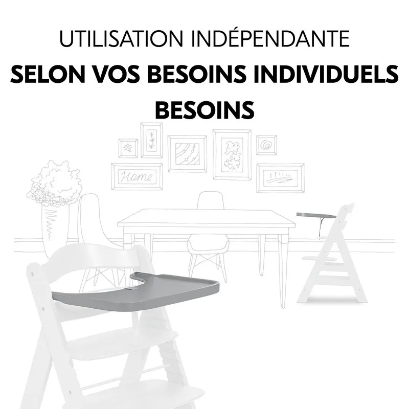 Tablette en bois pour Chaise haute - Gris-6