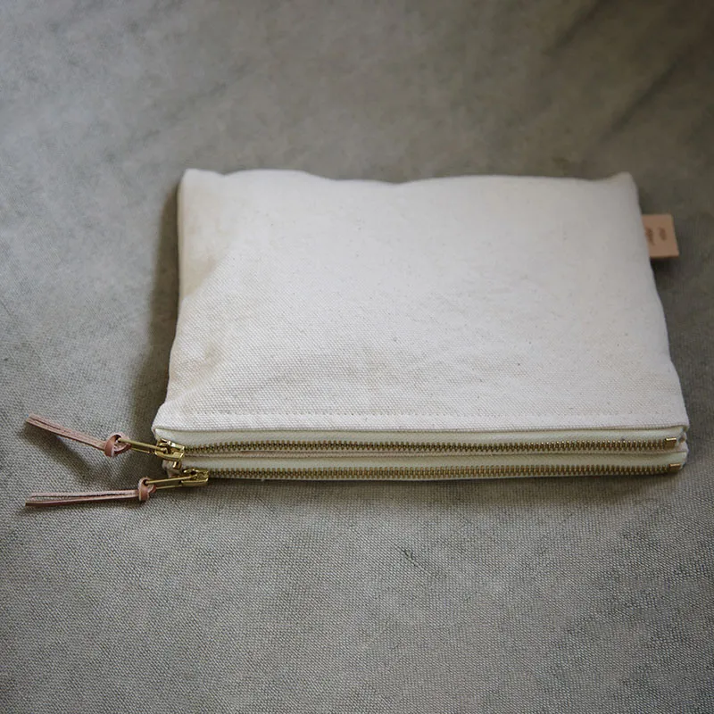 Trousse plate Nenette double canvas - Milk -1