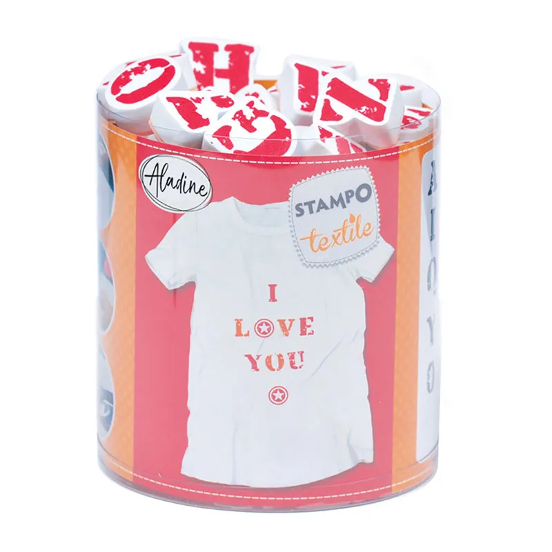45 Tampons Stampo Textile Alphabet + 1 encreur - 14+-0