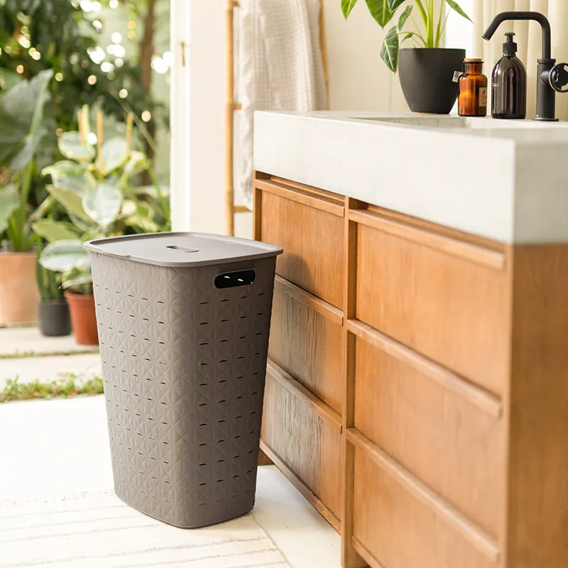 Coffre à linge Softex Taupe - 56L-3