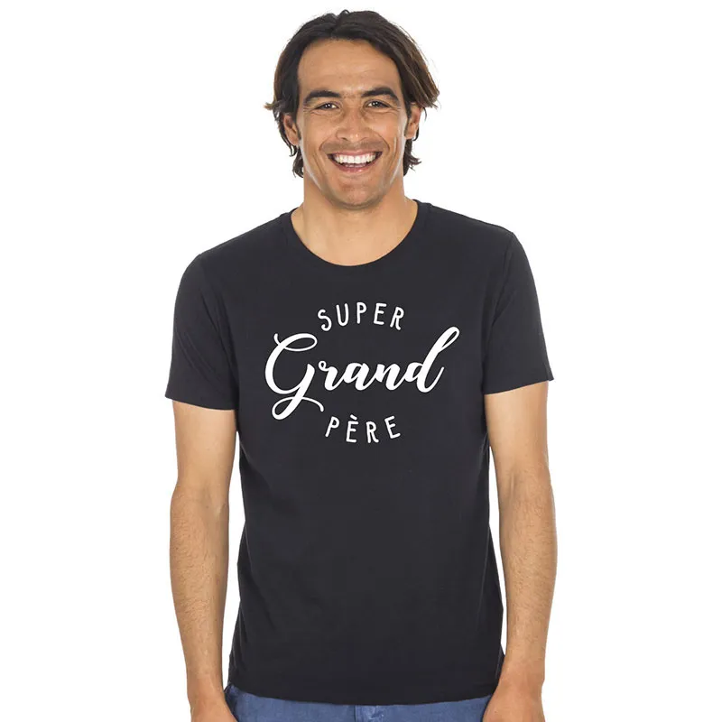 T-shirt Homme Super grand père BIO - Noir-0