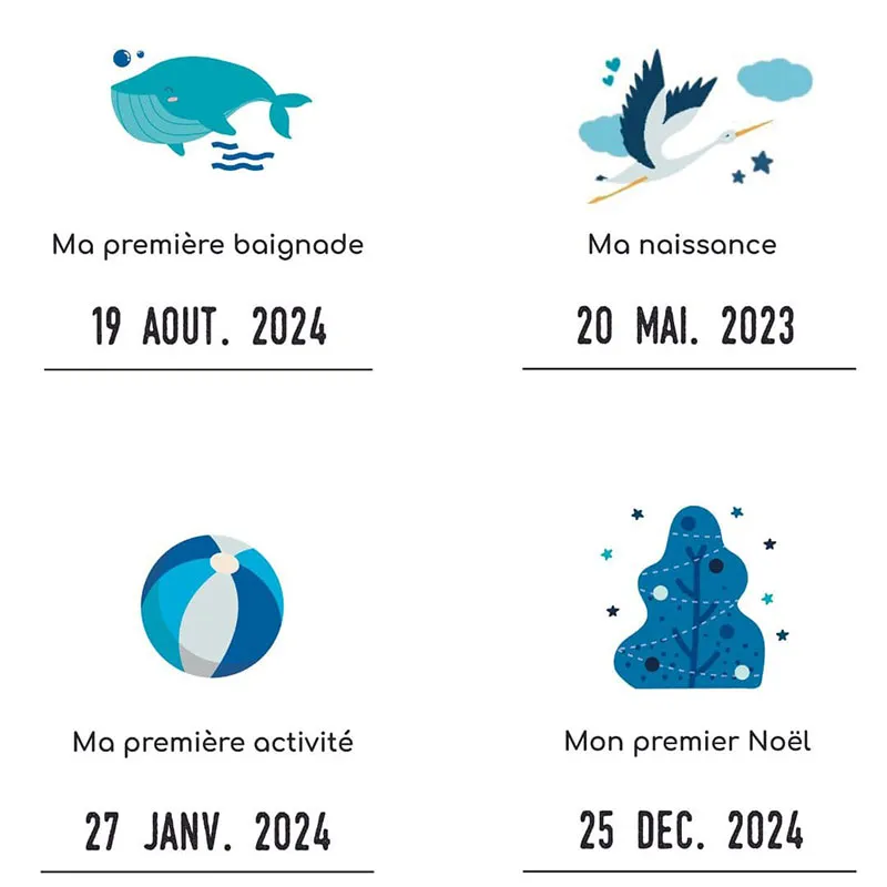 Affiche Mes Premières Fois + Tampon + Cadre photo First Beige - Baleine-3