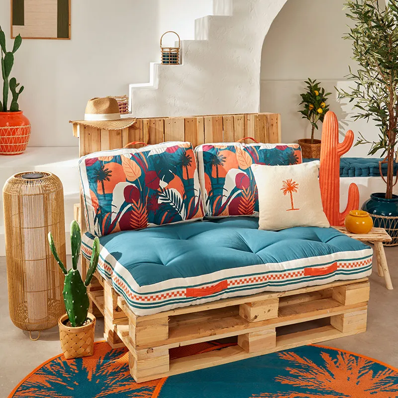 Coussin palette extérieur Yucatan Bleu canard - 120x80x15cm-1