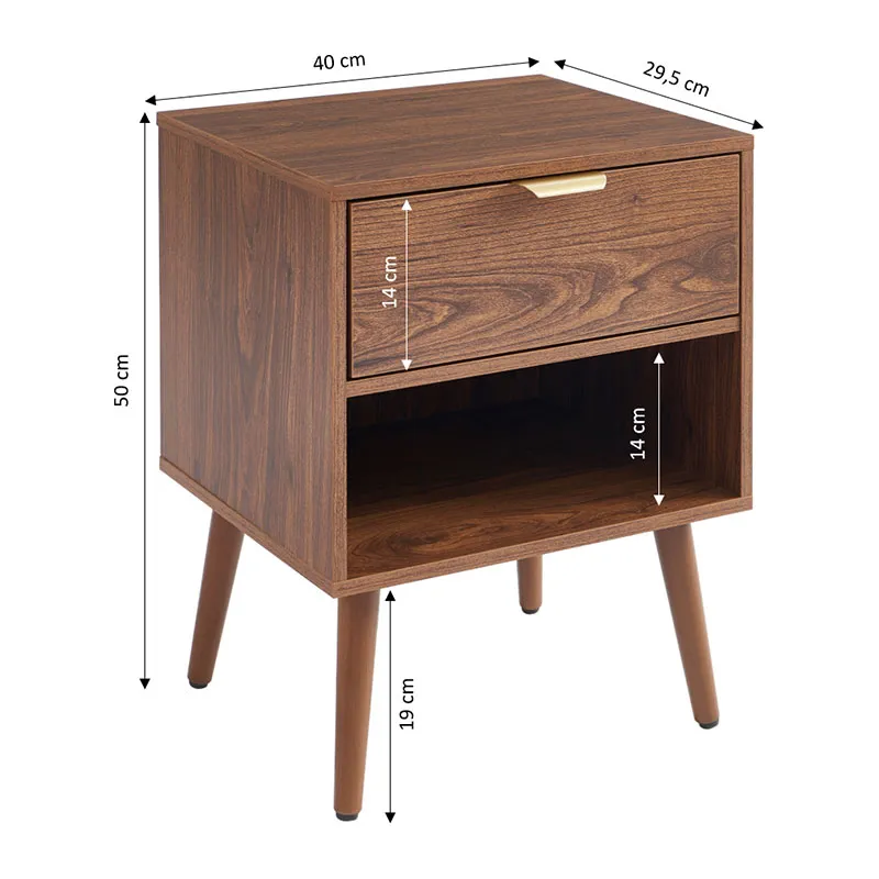 2 Tables de chevet Jeanne effet Noyer - 40x29,5x50cm-7