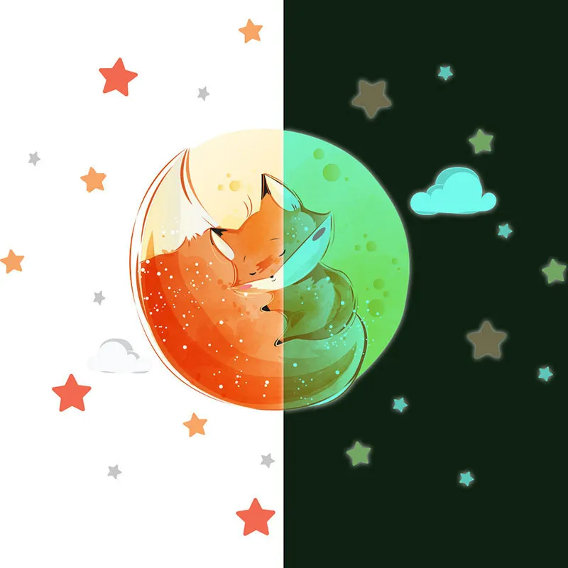 Stickers Phospho. - Renard rêveur & 50 étoiles-1