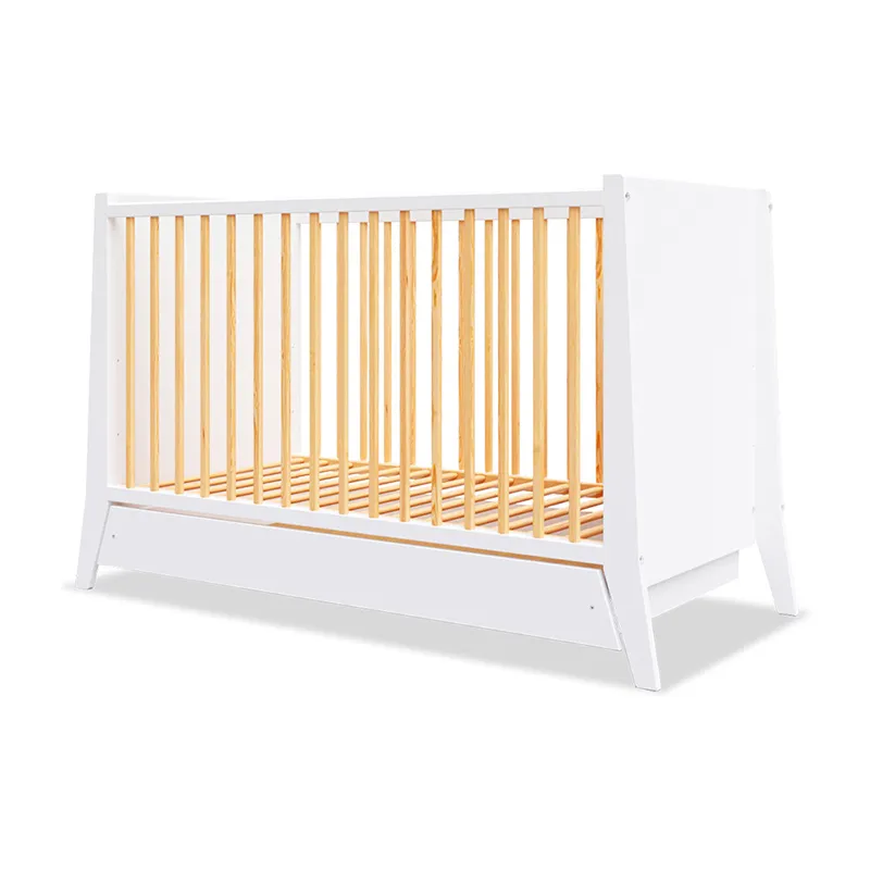 Lit Bébé évolutif + tiroir Timeo Bois/Blanc - 60x120cm-1