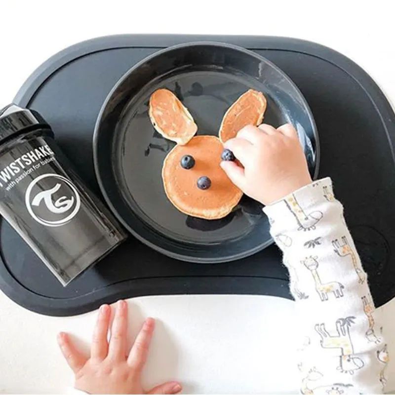 Plateau + Assiette antidérapant Click Mat Mini Noir - 6m+-1