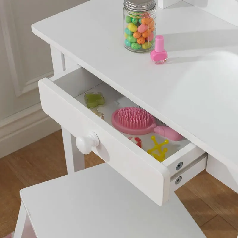 Coiffeuse + Tabouret Medium Blanc - 36m+-7