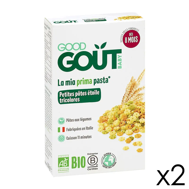 2x250g Pâtes étoiles tricolores BIO - 8m+-0