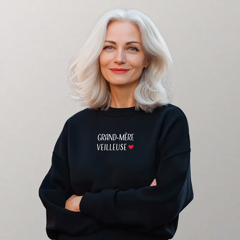 Sweat Grand-mère veilleuse - Noir-0