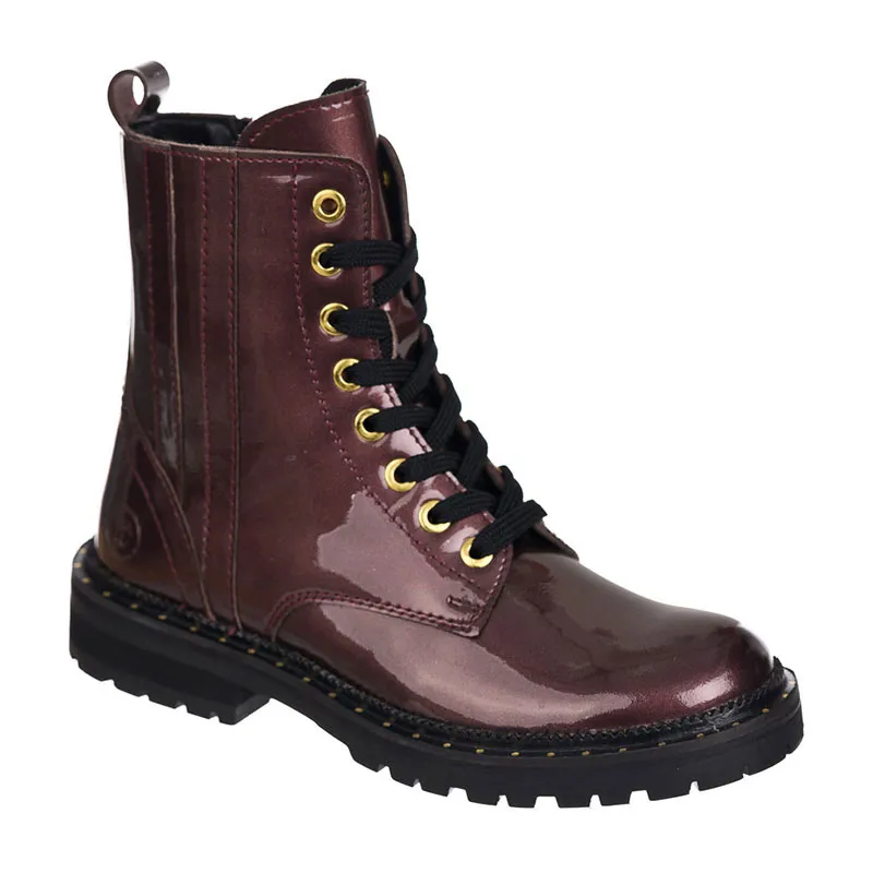 Rangers à lacets/zip Iris Cuir - Bordeaux-1