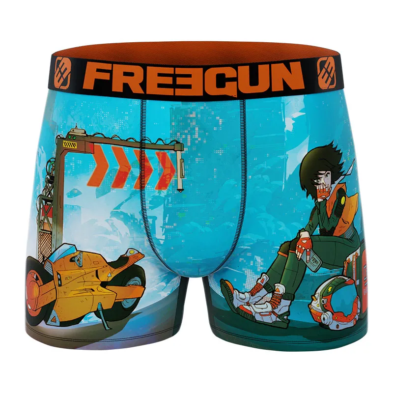 3 Boxers Homme Manga Style - Jaune/Gris/Bleu/Rouge/Noir-1