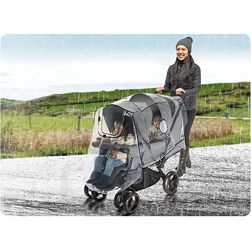 Habillage Pluie Universel pour Poussette Double-3