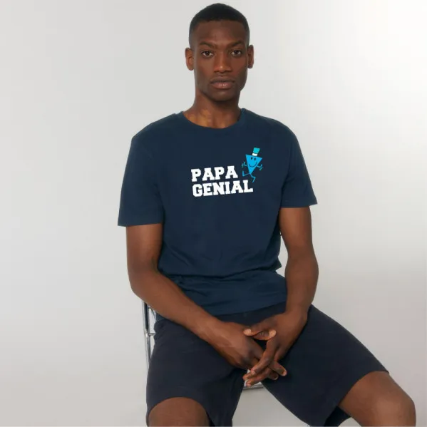 T-shirt Homme Papa génial BIO - Navy-0
