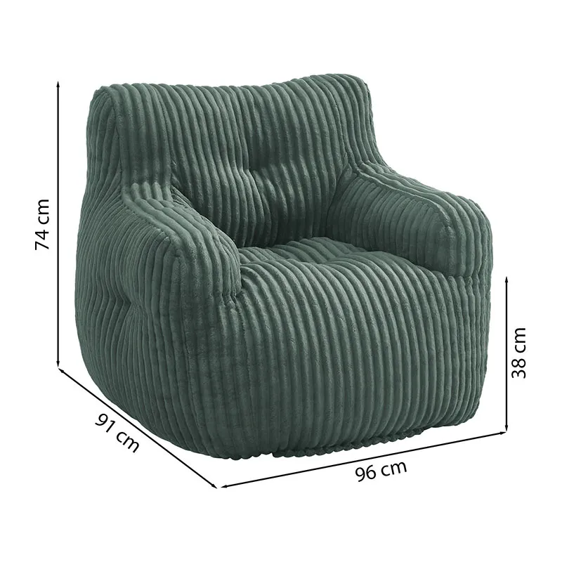 Fauteuil Luffy Velours cotelé en mousse Vert - 96x91x74cm-5