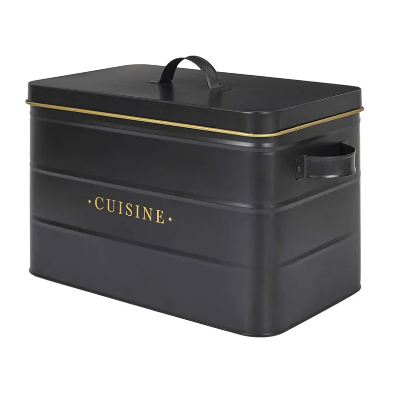 Boîte Métal Noir Cuisine - 33x21x21cm-3