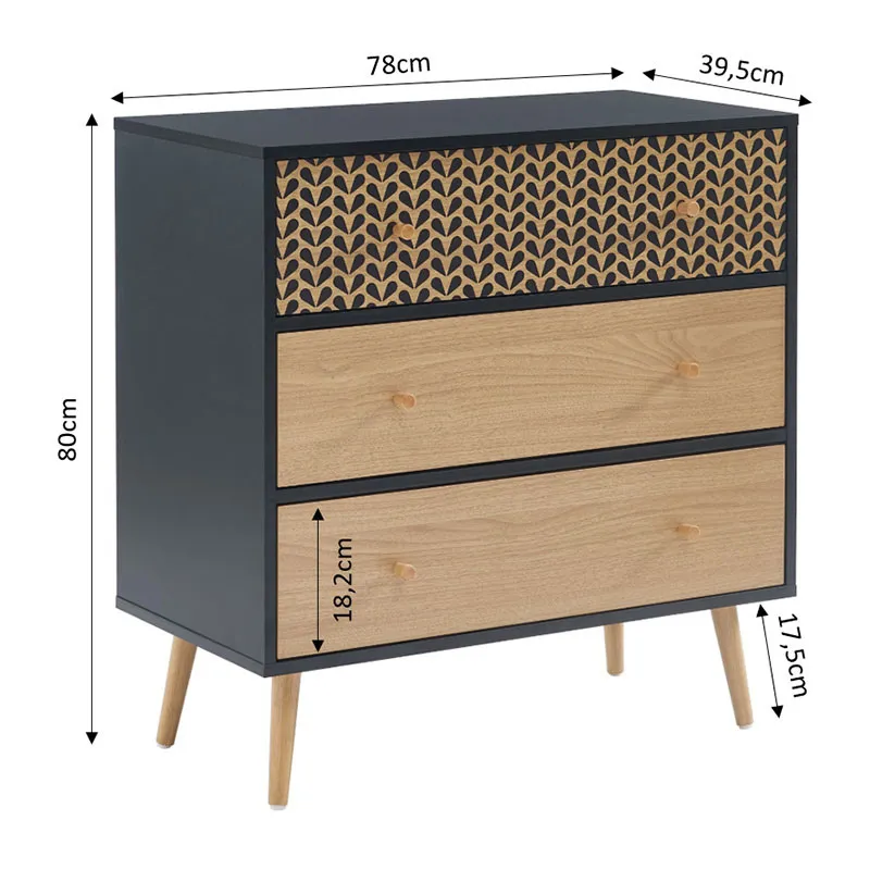 Commode Capucine Noir - 78x39.5x80cm-3