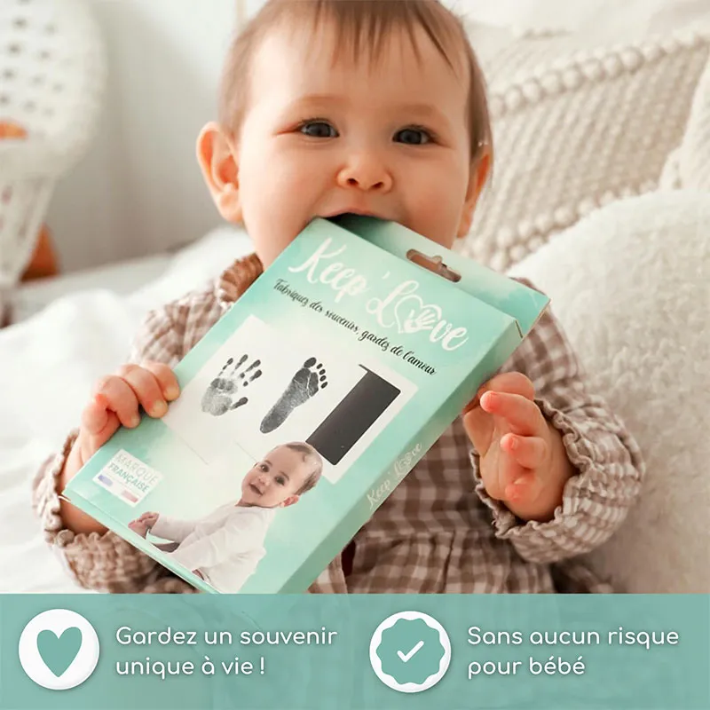 3 Kits d’empreintes Bébé mains & pieds + Cadre Trio Love Beige Offert-2