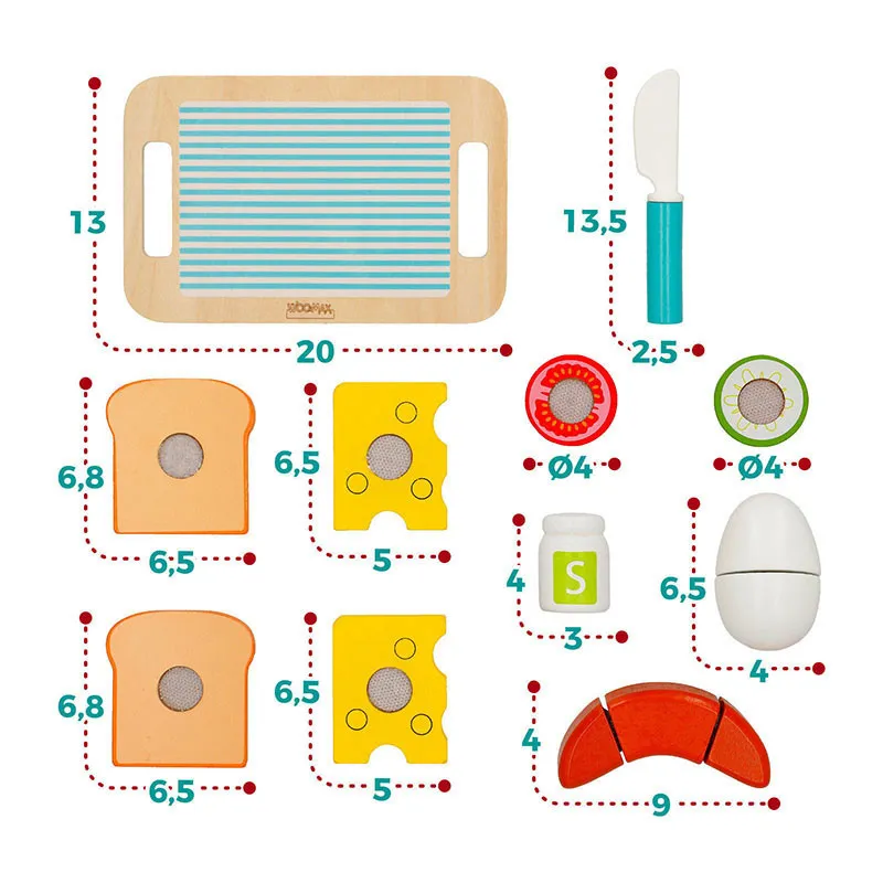 Planche Petit déjeuner Bois 14pcs - 24m+-2