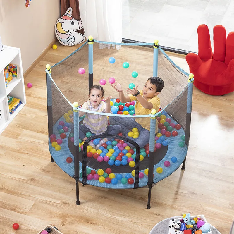 Trampoline + filet de sécurité Bleu/Noir - Ø140x121cm-2