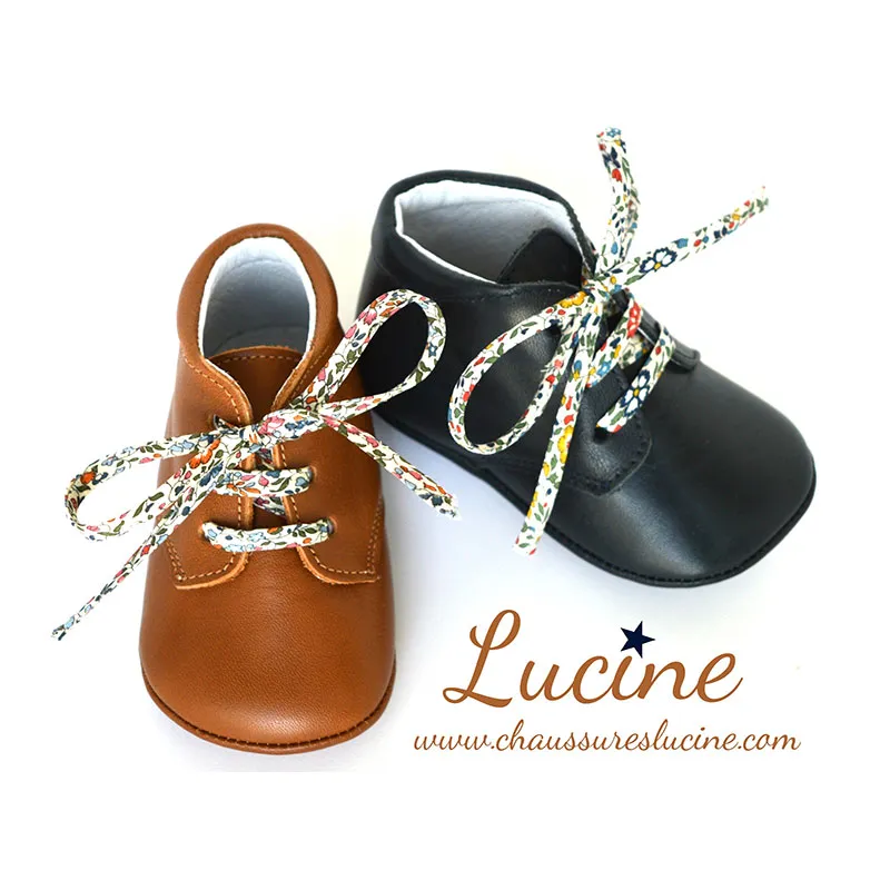 Chaussons bébé SOUPLES antidérapants Mini-Arthur - Cuir Marine-2