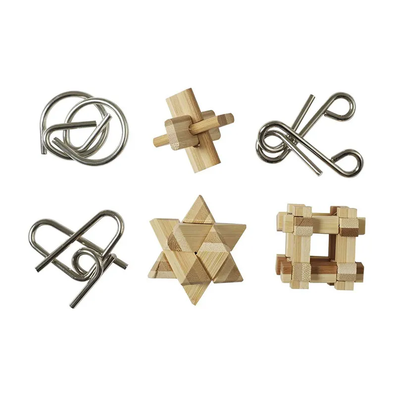 Coffret 6 Casses Tête Bois/Métal - 21x17x5,5cm-0