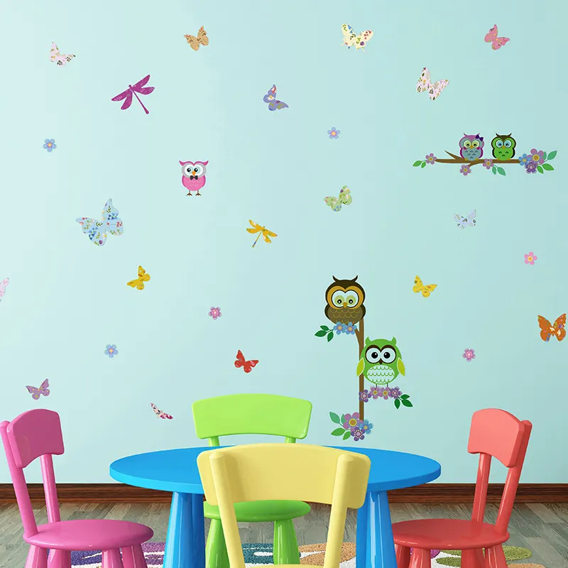Stickers - Arbre, chouettes & Papillons-2