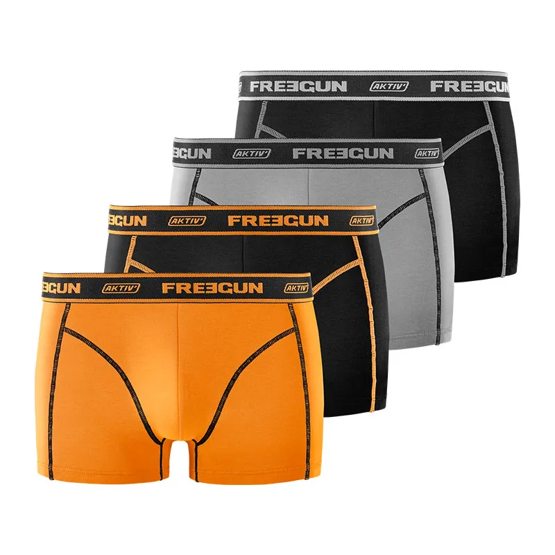 4 boxers homme Aktiv - Orange/Noir/Gris-0