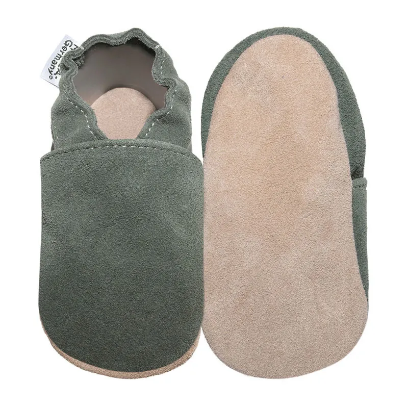 Chaussons cuir Basic - Olive-1
