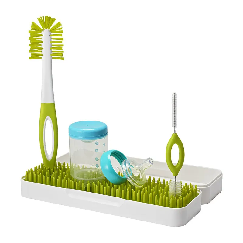 Égouttoir biberon de voyage + 2 goupillons - Blanc/Vert-0