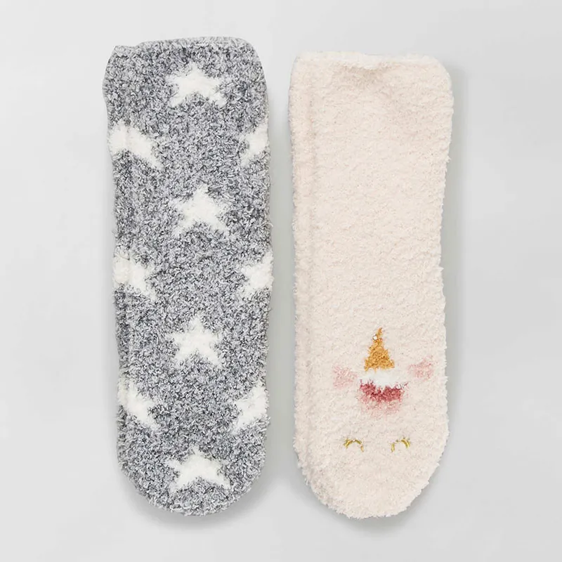 Chaussette anti-dérapantes Étoiles/Licorne Kiabi - Gris/Rose-0