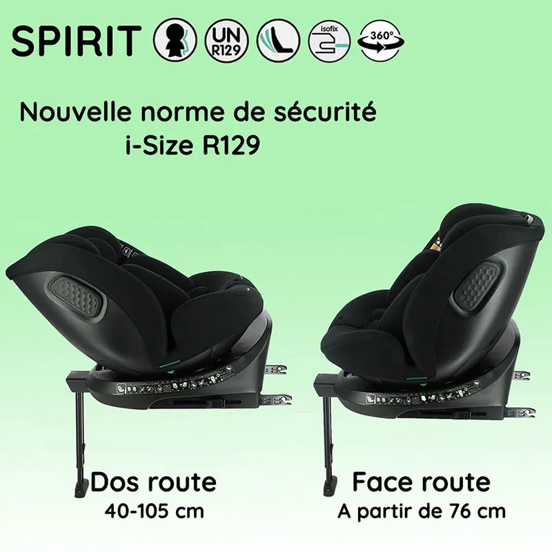 Siège-auto 360° I-Size/Isofix Spirit 40-150cm - Noir-4
