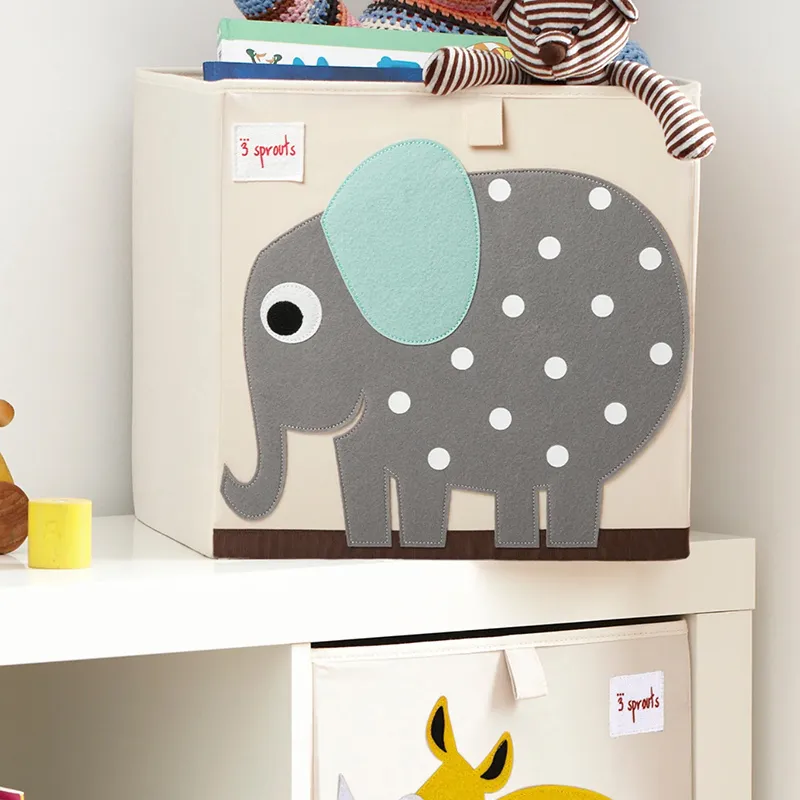 Cube de rangement jouets Éléphant - 33x33cm-0