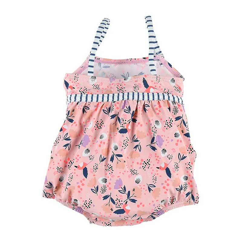 Maillot de bain 1pc. anti-fuite Fleurs - Rose/Bleu-1