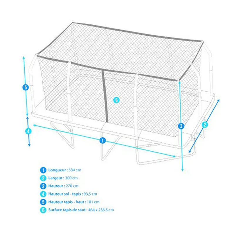 Trampoline rectangulaire XXXL Noir - 520x305cm-1
