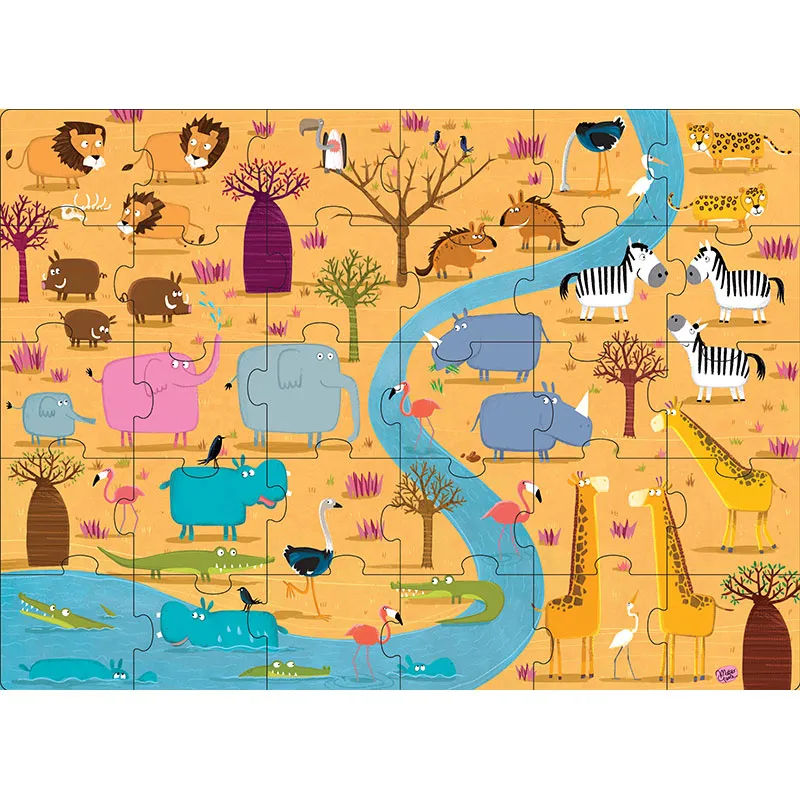 Livre + puzzle Les animaux d'Afrique - 36m+-2