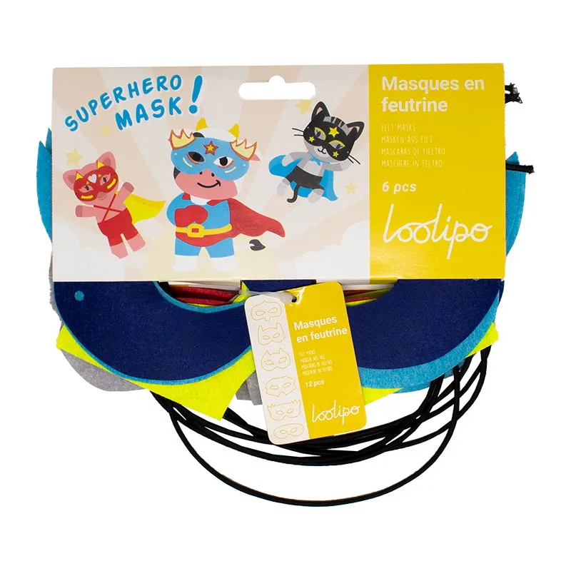 Masques en feutrine Superhéros à décorer 12pcs - 3+-6