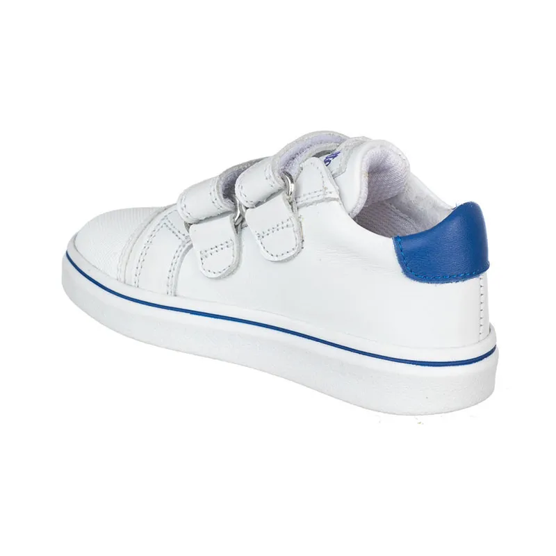 Baskets à scratch Basile Cuir - Blanc/Bleu-4
