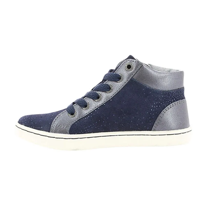 Sneakers hautes zip/lacets Lyluby - Marine métallique-4