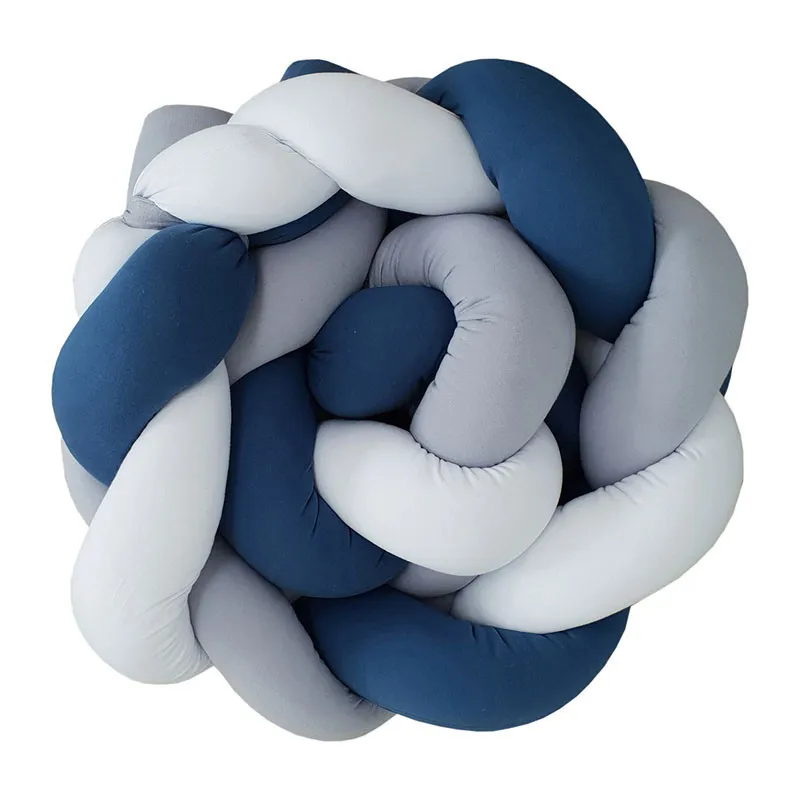 Tour de lit tresse Marine/Gris/Blanc - 210cm-0