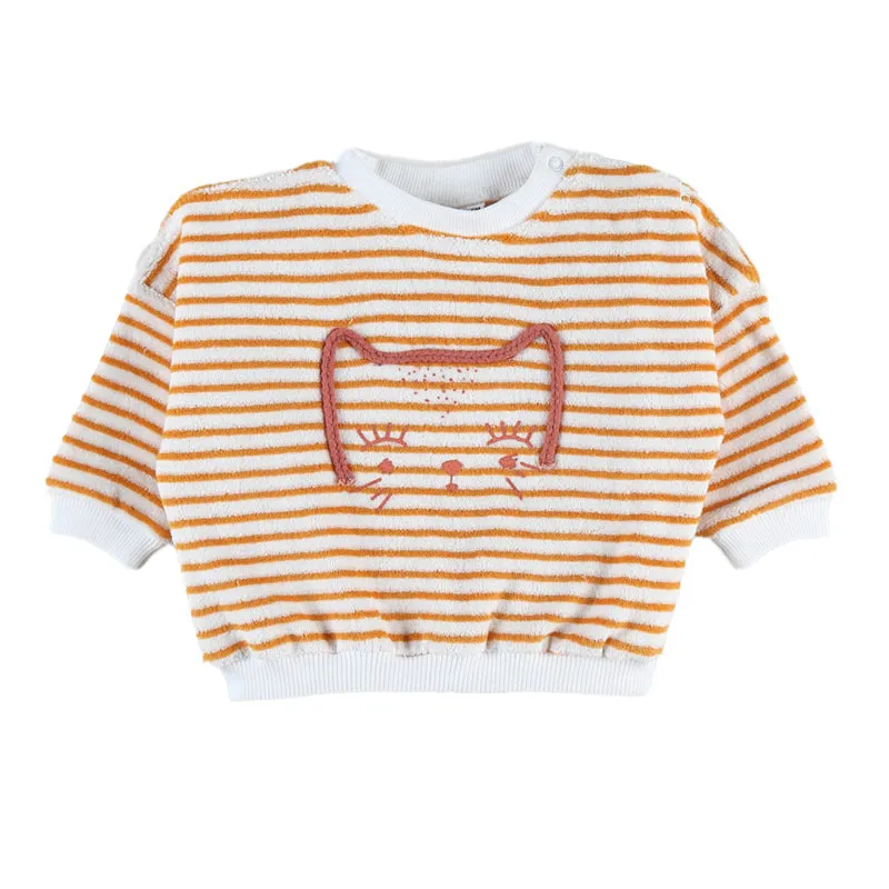 Sweat Rayures BIO - Ocre/Blanc-1