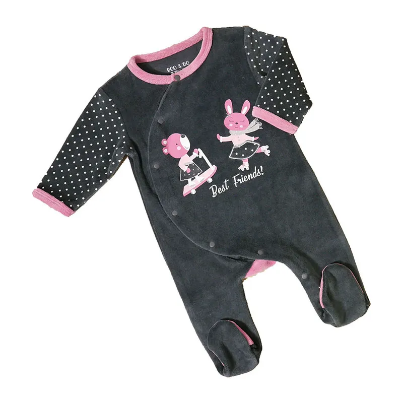 Dors-bien velours ouv. devant Skate Friends - Anthracite/Rose-1