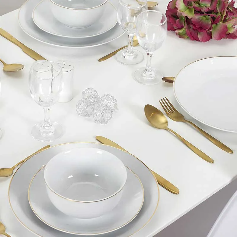 6 Assiettes liseré Blanc/Doré - Ø26cm-4